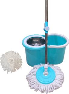 Ayush Ayush Homes Steel Basket 360° Self Spin with Rotating Head with 2 extra refill Mop Set