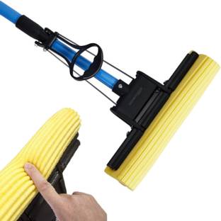 ONIQUID PVA Mop with Self-Wringing Mechanism, Quick Floor Cleaning for All Surfaces Sponge Mop