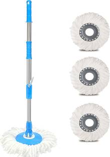 THUNDER FIT START FRESH 1 Mop Stick Rod and 3 Refill Stainless Steel Pole spin Mop Rod String Mop
