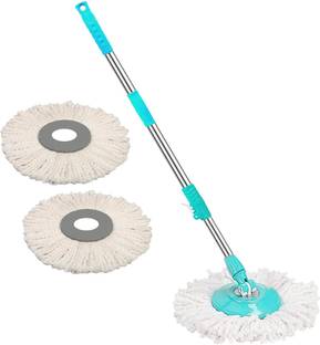 arovemic Premium Sea-Green Cleaning Mop Stick Rod Set ( 2 Refill )(( 5 Years Warranty )) String Mop