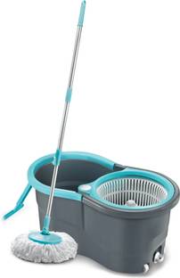 3D METRO SUPER STORE Gamma with 360° Spinner 2 Microfiber heads & Twin Bucket Mop Set