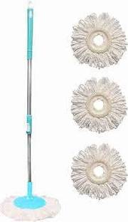 SST Eco Spin Mop-Rod Stick, Mop Head And 3 Refill - Wet & Dry 360 Mops Pocha Mop Set