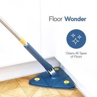 RBGIIT Triangle Floor Cleaner Mop Brush with 360° Rotatable and Adjustable Sponge Mop