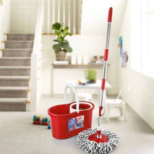 cello Kleeno Compacto Spin Mop with 2 refill (Red) Wet & Dry Mop