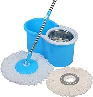 VIVID 360 Degree Easy Magic Cleaning Mop Floor Cleaner with Bucket, 2 Refill|Blue Mop Set