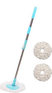 Pranay's Kleanup Efficient Spin Mop-Rod Set|Wet & Dry Cleaning Mop|Mops Pocha 2 Microfiber Refill Mop Rod