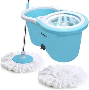Mumma's LIFE Spin Mop, Easy Wheels & Big Bucket with 2 Microfiber Refills, Floor Cleaning Mop Mop Set