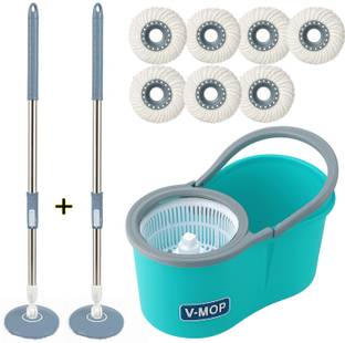 V-MOP Premium Classic Spin Bucket Mop With 7 Refills (( 6 Months Warranty on Rod )) Wet & Dry Mop