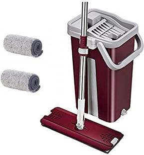 Flipkart SmartBuy Fuchsia Flat Small Mop Bucket Set with 2 Soft Refill Pads&Handle(32 cm X 12 cm) Flat Mop