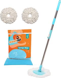 Pranay's Kleanup Combo Spin Mop-Rod Stick, Mop Head, Wipe, And 2 Refill - Wet & Dry 360 Mop Mop, Mop Refill, Mop Set, Cleaning Wipe