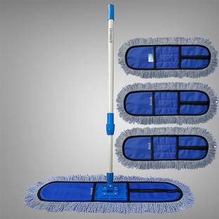 Inuvik Cotton pad Floor/Dust Mop | Wet and Dry mop Rod (24 INCH MOP with 3 Refill) Wet & Dry Mop