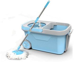 AK HUB Spin Mop with Bigger Wheels and Plastic Auto Fold Handle for 360 Degree Cleaning Mop Set