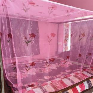 Yousufenterpris Cotton Adults Washable This best quality mosquito net machhardani masari double bed print pink colour Mosquito Net
