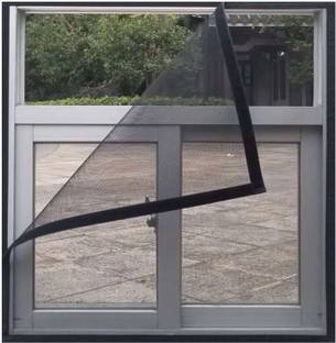 KEEPWELL Fibre Adults Washable Heavy Quality 120 GSM PVC Coated FIBREGLASS Window Insect Mosquito Mesh Net Screen with Hook & Loop Tape for Installation (Black, 150 x 100 Cm) Mosquito Net