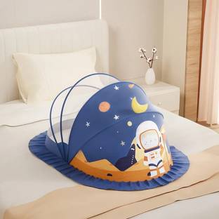 Classic Mosquito Net Polyester Infants Washable For Baby|Astronaut Print | (0 to 24 Months)|Bottomless| baby Mosquito Net