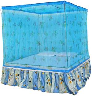 raj enterprises Nylon Adults Washable HDPE Adults 7FT*7FT PRINTED BLUE HEAVY QUALITY Mosquito Net Mosquito Net Mosquito Net