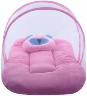 Kiwon Nylon Infants Washable Soft and Comfortable New Born Baby Bedding Set with Protective Mosquito Net and Pillow (0-6 Months) Mosquito Net