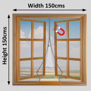 Lifekrafts Polyester Adults Washable Polyester MAGNETIC WINDOW MOSQUITO NET Grey Mosquito Net
