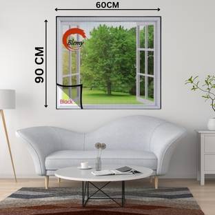 BLEMY Mosquito Net For Window With Self Adhesive HookS & Loop Tape Size- 60X90 CM Polyester Washable Adults Mosquito Net