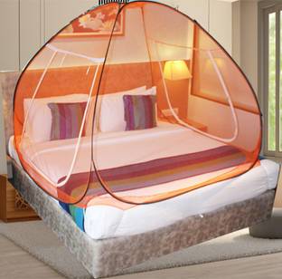 KHANJAN FASHION Polyester Adults Washable YELLOW machhardani triple bed mosquito net in meters machardani light machharda Mosquito Net