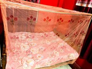 Pappu Industry Cotton Adults Washable High Quality Mosquito Net Square Plain 6x7 Foldable Flexible for Double Bed Mosquito Net