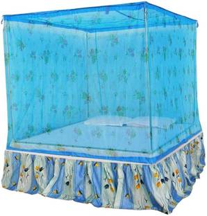 VS Enterprises Polyester Adults Washable 7FT*7FT PRINTED BLUE HEAVY QUALITY Mosquito Net Mosquito Net