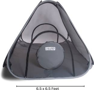 AL-UQBA Polyester Adults Washable King Size 6.5×6.5 Feet With Foldable Double Sided Gate Mosquito Net