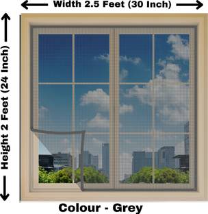 Woodluck Fiberglass Mosquito net for window self Adhesive hook & loop tape-2x2.5 Feet Fibre Washable Adults Mosquito Net