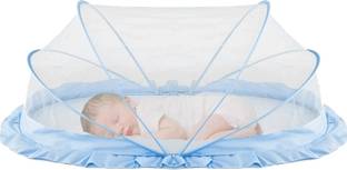 SafeMyles Nylon Infants Baby Folding Crib Mosquito Net Blue Crib net Big Size Mosquito Net