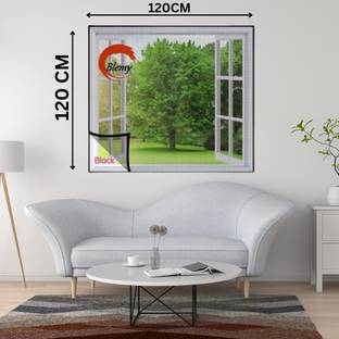 BLEMY Mosquito Net For Window With Self Adhesive HookS & Loop Tape Size- 120X120CM Polyester Washable Adults Mosquito Net