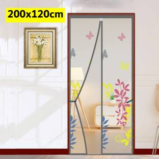 Lifekrafts Polyester Adults Washable Mosquito Net with Magnets | Color Floral Pattern with Grey Background Mosquito Net