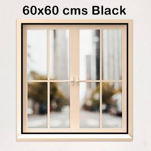 Classic Mosquito Net Fibre Adults Washable Pre Stiched Window net for Mosquito Protection with self Adhesive hook & loop tape (60 cm X 60 cm) Mosquito Net