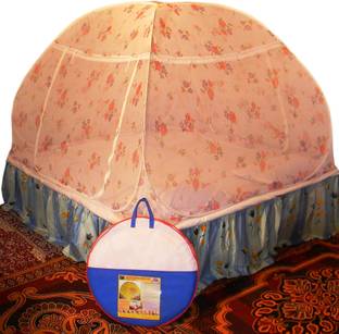 HEALTHY SLEEPING Polyester Adults Washable Polyester Foldable Double Bed Mosquito Net