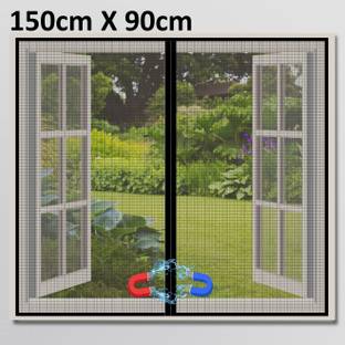 TurtleGrip Polyester Adults Washable Magnetic Window Mosquito Net with Self-Adhesive Hook Tape DIY Installation Mosquito Net