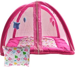 KIRADAY Cotton Infants Washable High Quality Baby Kick & Play Gym with 2 Layer Mattress Baby Bedding Set Mosquito Net