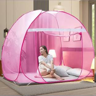 KHANJAN FASHION Polyester Adults Washable PINK mosquito net to door jumbo mosquito net mosquito net round folding machhar Mosquito Net