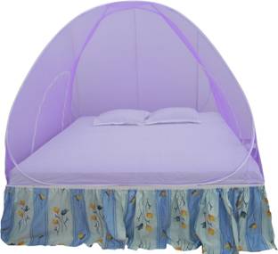 Homecute Foldable Polyester One Colour Simple Double Bed Mosquito Net 6 X 7 ft Polyester Washable Adults Mosquito Net