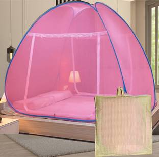 KHANJAN FASHION HUB Polyester Infants Washable PINK machhardani window pleated mosquito net sliding door machardani window wal Mosquito Net