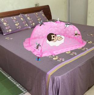 ZIMBLE Nylon Kids Washable foldable baby umbrella net for kids 0 to 2 year ( pink) Mosquito Net