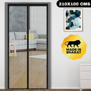 Classic Mosquito Net (210x100 cms)self-closing with full frame self adhesiv hook,Magnetic Door Polyester Washable Adults Mosquito Net