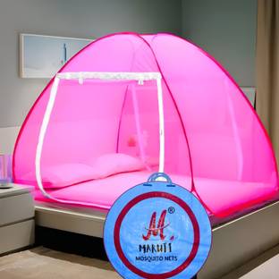 Maruti Enterprise Polyester Adults Washable ® Double Bed, King Size, 6x6, 7x7, 8x8, 6x6.5 ft - Foldable Portable Tent Mosquito Net