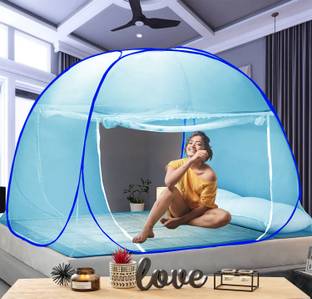 didhiti Polyester Adults Washable SKY BLUE-DLL child machhardani double bed rainproof mosquito net or tent palan Mosquito Net