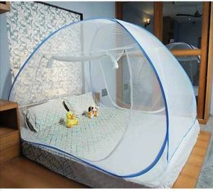 Amprar Polyester Adults Washable Foldable Machhardani - Single Bed Size 200 cm (6ft) X 120 cm (4ft) X 130 cm Mosquito Net