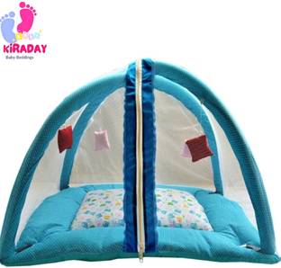 KIRADAY Cotton Infants Washable High Quality Baby Kick & Play Gym with 2 Layer Mattress Baby Bedding Set Mosquito Net