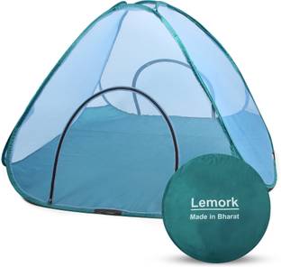 Lemork Polyester Adults Washable for King Size /Double Bed ,Macchardani with Base(7X 7X5.8 feet) Mosquito Net