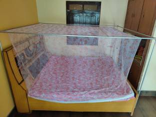 PAPPPU INDUSTRY HDPE - High Density Poly Ethylene Adults Washable Best Quilty Mosquito Net Square Plain 4x6 Foldable Flexible for SINGLE Bed Mosquito Net