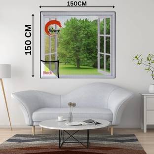 BLEMY Mosquito Net For Window With Self Adhesive HookS & Loop Tape Size- 150X150CM Polyester Washable Adults Mosquito Net