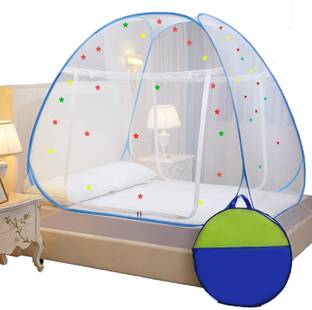 Flipkart Perfect Homes Polyester Adults Washable Double Yarn Double Bed (6.5 Feetx6.5 Feet) Machardani with Stars Mosquito Net