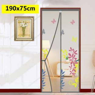 Lifekrafts Polyester Adults Washable Mosquito Net with Magnets | Color Floral Pattern with Grey Background Mosquito Net