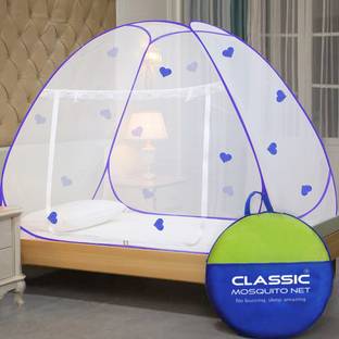Classic Mosquito Net Polyester Adults Washable Heart design (limited edition)|Single Bed Foldable Machardani Mosquito Net